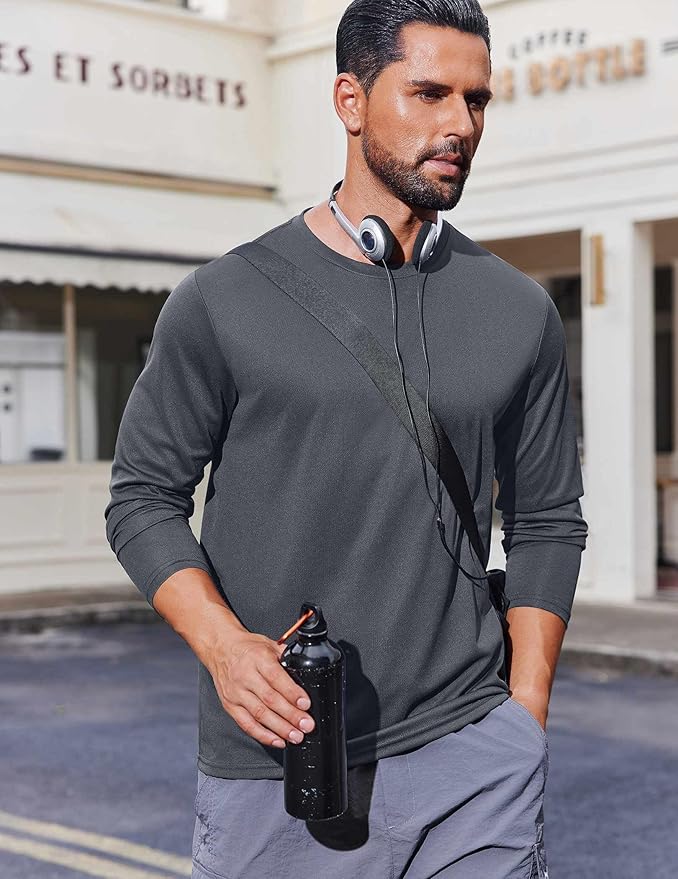 COOFANDY Long Sleeve Shirts for Men Moisture Wicking Activewear T-Shirts Workout Running Shirts