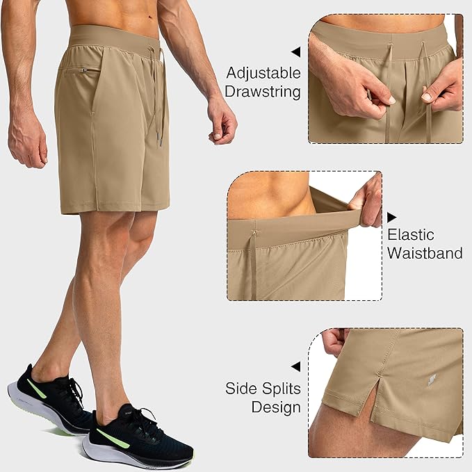 Men's Running Shorts with Zipper Pockets 9 Inch/ 7 Inch / 5 Inch Lightweight Quick Dry Gym Workout Athletic Shorts for Men