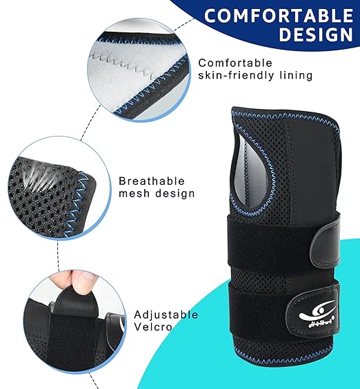 HiRui Wrist Brace for Carpal Tunnel Arthritis, Wrist Support with Splints Compression Hand Support for Tendonitis Sprain, Fits Day&Night Sleep Support, Adjustable (Medium, Left Hand (Pack of 1))