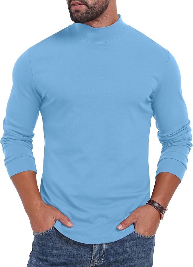Sailwind Men's Mock Turtleneck Long Sleeve Shirt Cotton Basic Thermal Undershirt Lightweight Pullover