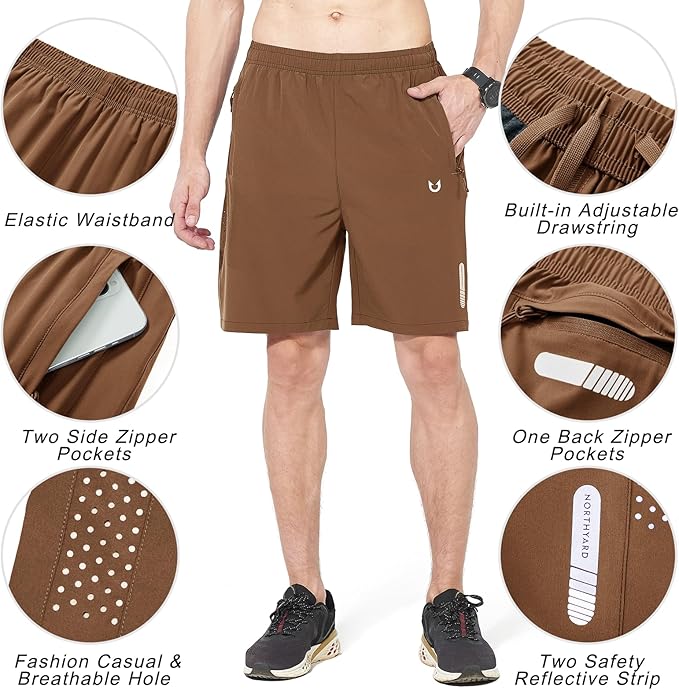 NORTHYARD Men's Athletic Running Shorts Quick Dry Workout Shorts 7"/ 5"/ 9" Lightweight Sports Gym Basketball Tennis Hiking