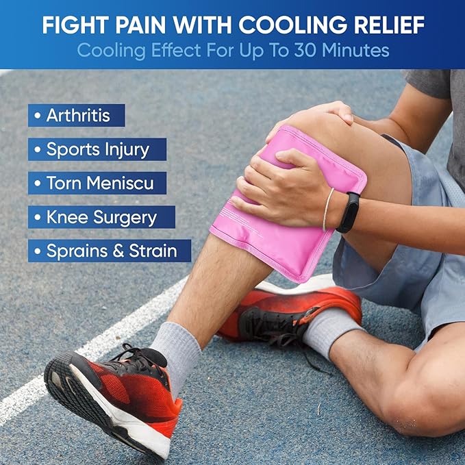 APEXUP Gel Ice Packs for Injuries Reusable, Flexible Double Sided Cold Packs for Injuries, Ice Pack for Knee, Shoulder, Back, Hip, Leg, Arm (Pink, S, 1PK)