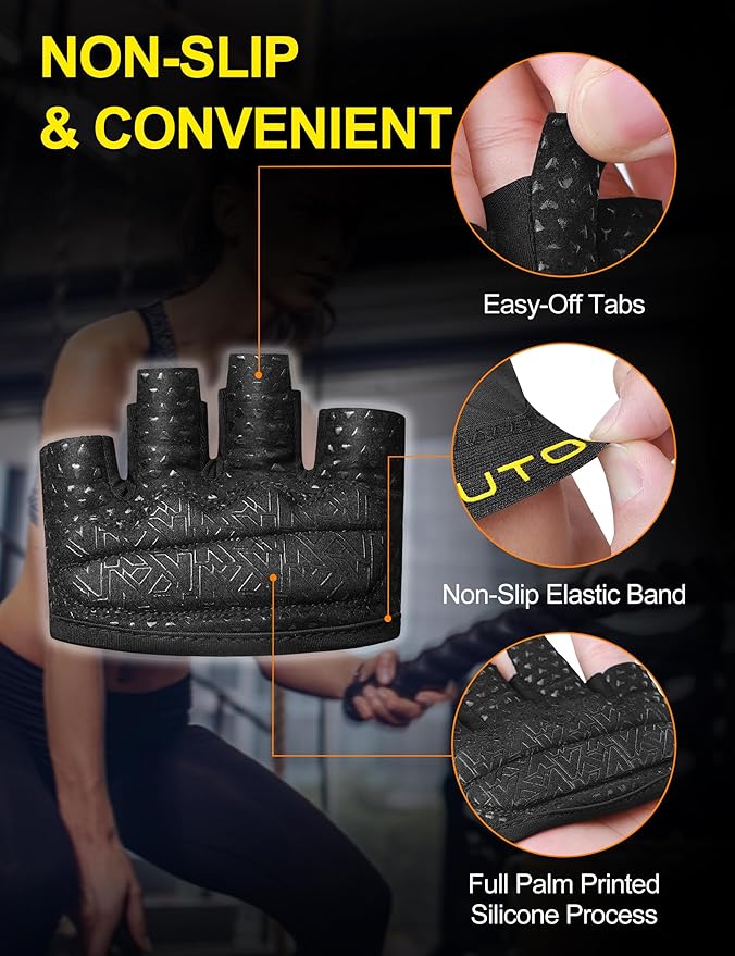 KUTOOK Weight Lifting Workout Gloves for Men/Women, 3mm XRD Padding Grip Gym Gloves, Breathable Partial Gloves for Calluses, Weightlifting Gloves for Exercise, Kettlebell, Pull-Ups, Cross Training