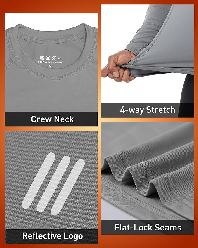 Men's Thermal Compression Shirts, Long Sleeve Fleece Lined Base Layer, Cold Weather Gear Athletic Undershirt Top