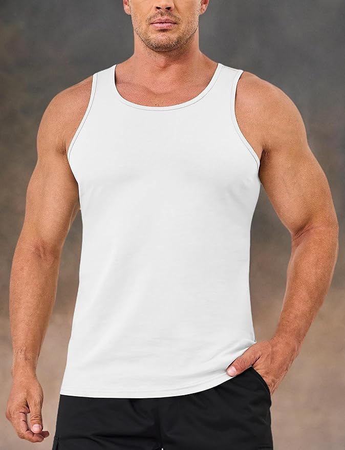 MAGCOMSEN Mens Workout Tank Tops Undershirt Cotton Muscle Athletic Sleeveless Shirts for Gym