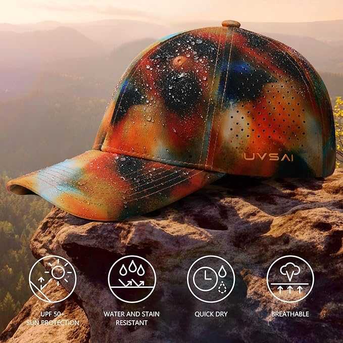 UPF 50+ Performance Water Resistant Baseball Cap Lightweight Breathable Hat Golf Running Boat Hiking for Men Women