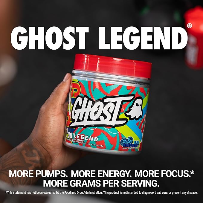 GHOST Legend Pre-Workout Powder, Blue Raspberry - 30 Servings – Pre-Workout for Men & Women with Choline, L-Citrulline, & Beta Alanine for Energy & Focus