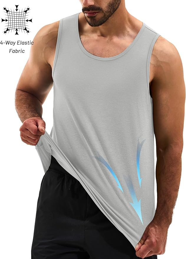Cotrasen Men's Tank Top UPF 50+ Sleeveless Shirt Cotton Moisture Wicking Casual Gym Workout Shirts Cooling Muscle Tee Shirt