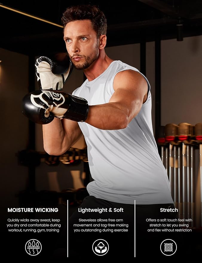 MAGCOMSEN 2 Pack Men's UPF 80+ Tank Tops Quick Dry Workout Gym Sleeveless Muscle Shirts Cooling Summer Beach Swim Shirt