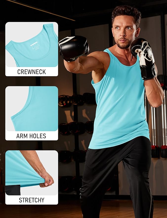 MAGCOMSEN Mens Workout Tank Tops Undershirt Cotton Muscle Athletic Sleeveless Shirts for Gym