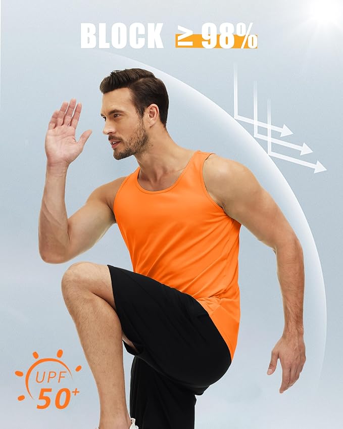 MAGCOMSEN Men's UPF 50+ Tank Top Quick Dry Summer Workout Muscle Sleeveless Shirts for Swim Beach Bodybuilding