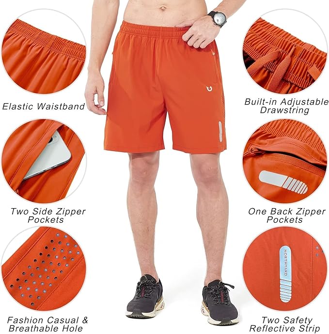 NORTHYARD Men's Athletic Running Shorts Quick Dry Workout Shorts 7"/ 5"/ 9" Lightweight Sports Gym Basketball Tennis Hiking