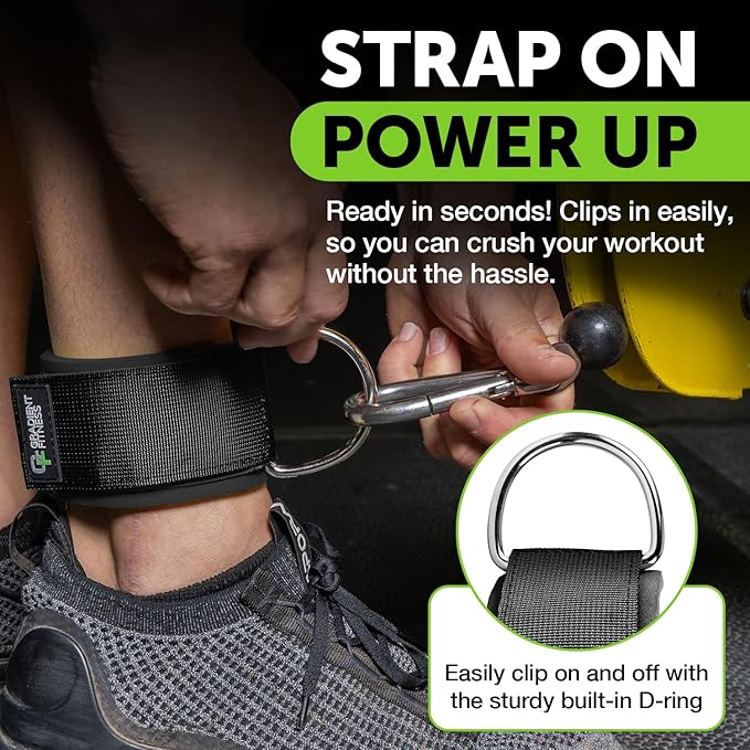 Gradient Fitness Ankle Straps (2 Pack) | Ankle Strap for Cable Machine, Ankle Bands for Working Out, Cable Ankle Strap