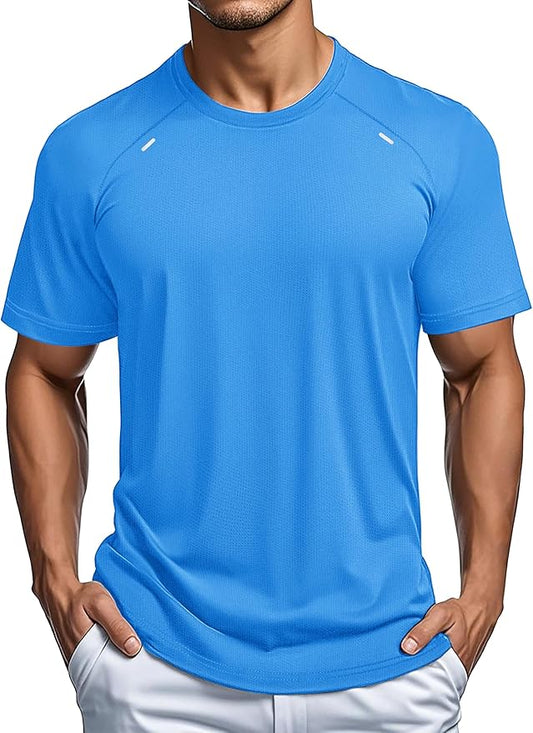 MAGCOMSEN Men's Dry Fit Shirts Mesh Short Sleeve Athletic Lightweight Workout Performance Hiking Shirt