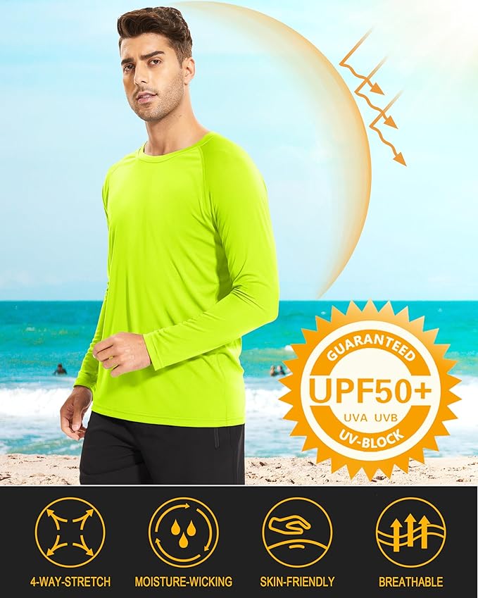 MAGCOMSEN Men's Long Sleeve Shirts UPF 50+ UV Sun Protection Athletic Shirts for Hiking Running Workout Rash Guard