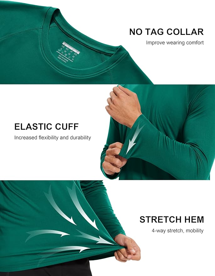 MAGCOMSEN Men's Long Sleeve Shirts UPF 50+ UV Sun Protection Athletic Shirts for Hiking Running Workout Rash Guard