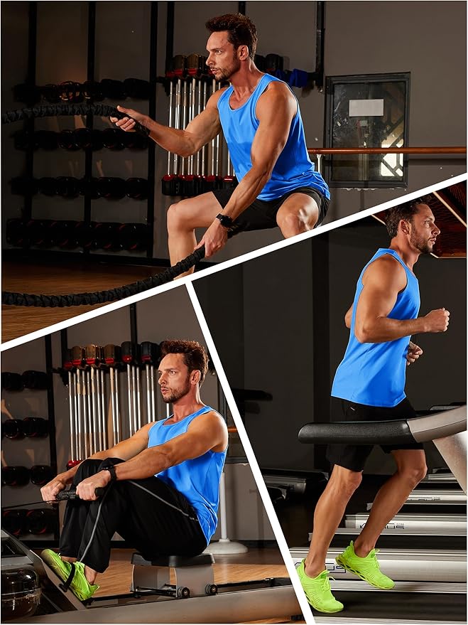 TACVASEN Men's Workout Tank Tops Sleeveless UPF 50+ Summer Sun Shirts Quick Dry for Running Swim Gym Beach