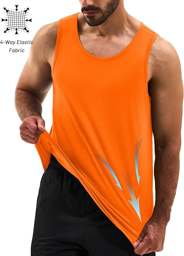 Cotrasen Men's Tank Top UPF 50+ Sleeveless Shirt Cotton Moisture Wicking Casual Gym Workout Shirts Cooling Muscle Tee Shirt