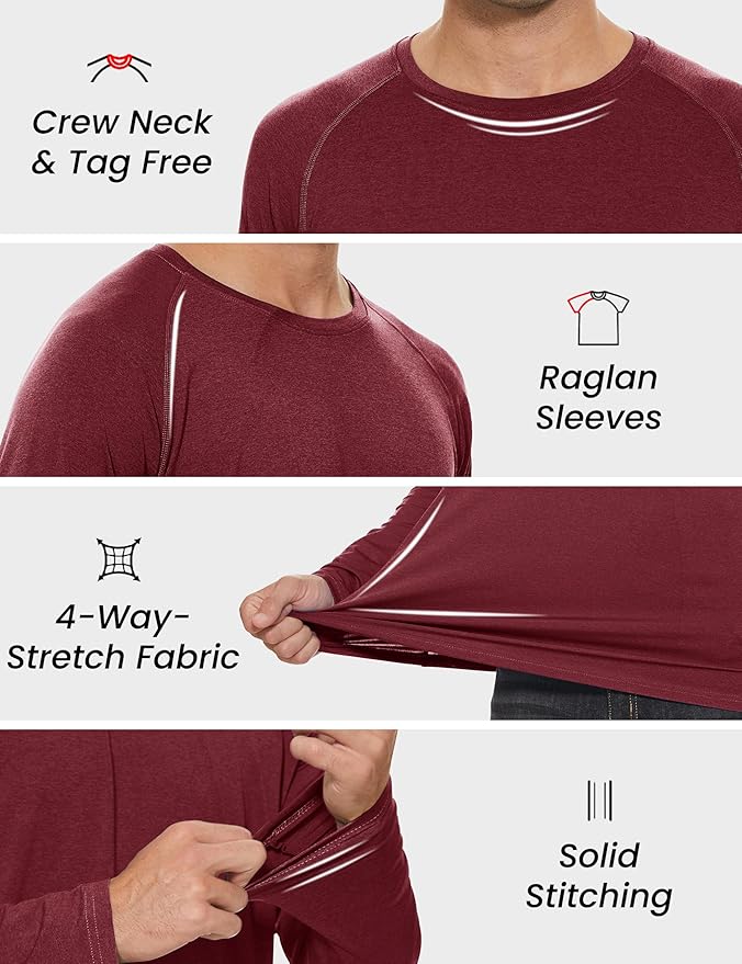 MAGCOMSEN Men's Long Sleeve Shirts UPF 50+ UV Sun Protection Athletic Shirts for Hiking Running Workout Rash Guard