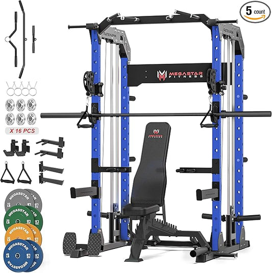 Power Rack for Home Gym – 2000LB Capacity Multifunction Squat Rack with Cable Crossover, Includes 16 Professional attachments for Home Gym Strength Training, P63 Rampage