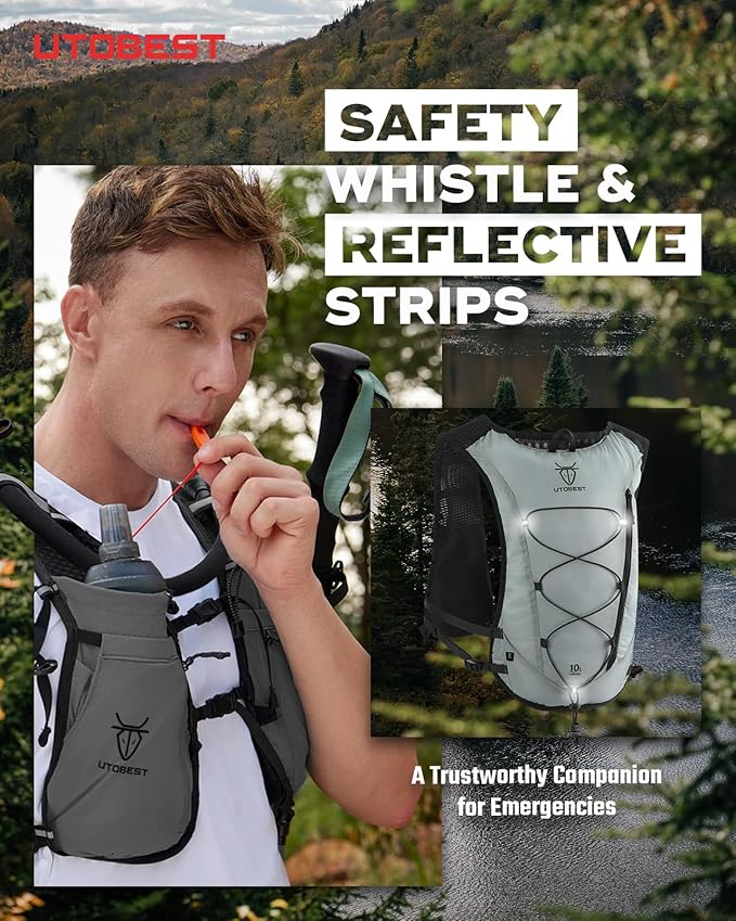 Upgrade Running Hydration Vest 10L, Running Backpack for Women Men Multi-Functional Storage, Adjustable Water Vest for Trail Marathon Race Jogging Cycling