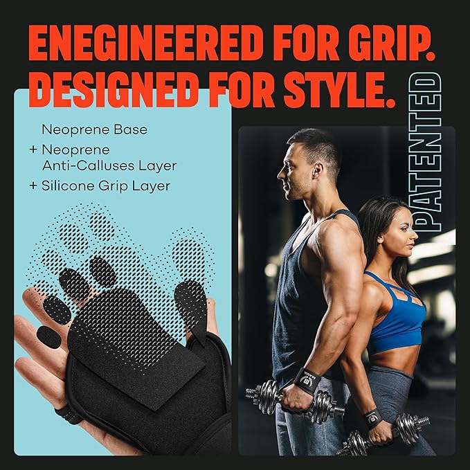 MAVA Open Gym Gloves for Men & Women; Padded Weight Lifting Gloves with Wrist Support for Comfort, Protection; Strong-Grip Fingerless Workout Gloves for Men & Women; Anti-Sweat Gym Accessories