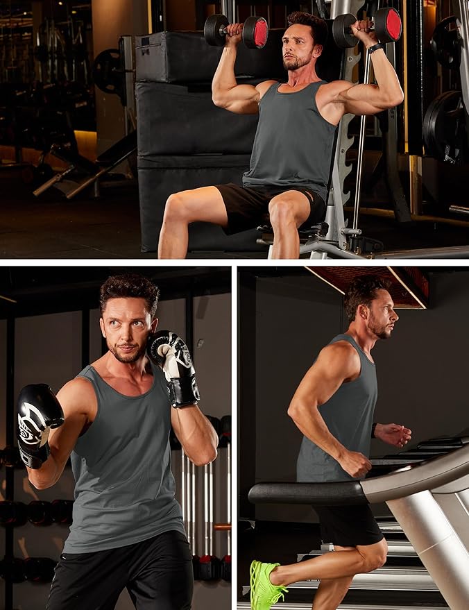 MAGCOMSEN Men's UPF 50+ Tank Top Gym Workout Sleeveless Muscle Shirts Sun Protection Cut Off Shirts Summer Sleeveless T Shirt