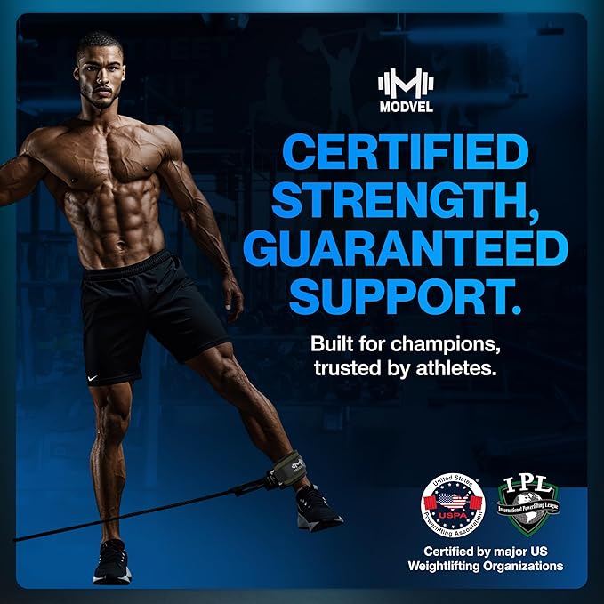 Modvel Gym Ankle Strap for Cable Machines – Glute & Leg Kickback Ankle Straps for Gym Workouts – Adjustable, Padded Support for Strength Training, Weightlifting, Rehab – Men & Women