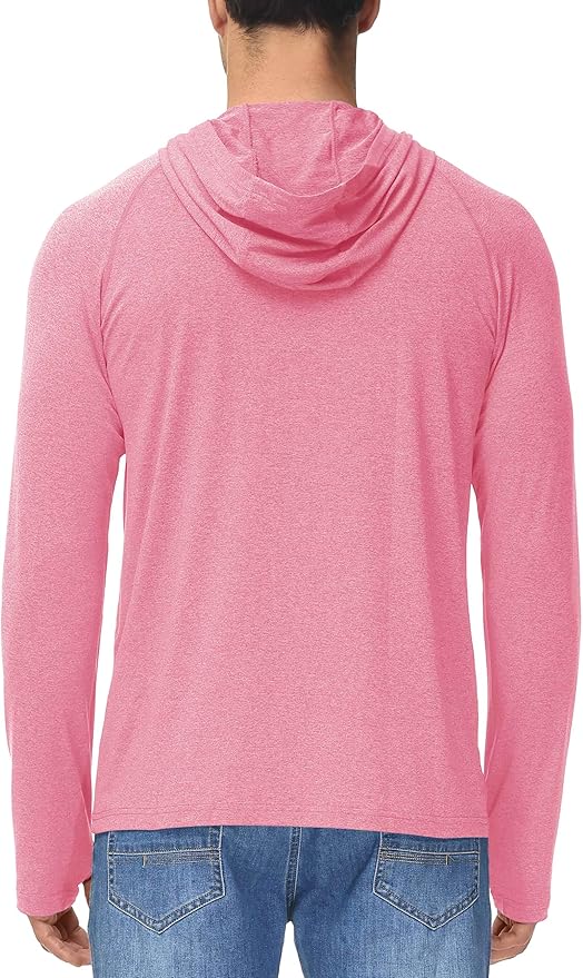 MAGCOMSEN Men's Hooded UPF 50+ Sun Protection T Shirts Long Sleeve Athletic Fishing Shirts Rash Guards