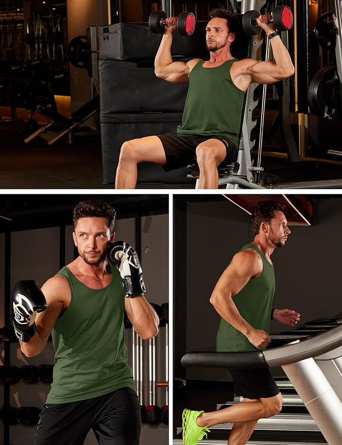 MAGCOMSEN Men's UPF 50+ Tank Top Gym Workout Sleeveless Muscle Shirts Sun Protection Cut Off Shirts Summer Sleeveless T Shirt