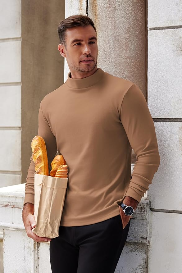 COOFANDY Mens Mock Turtleneck Long Sleeve Shirts Basic Thermal Turtle Neck Undershirt Lightweight Pullover Sweaters Top