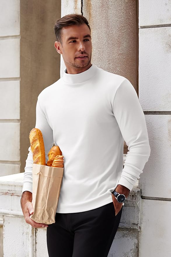COOFANDY Mens Mock Turtleneck Long Sleeve Shirts Basic Thermal Turtle Neck Undershirt Lightweight Pullover Sweaters Top