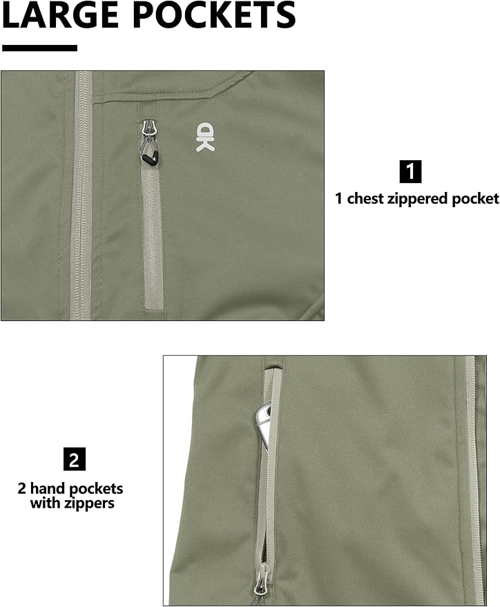 Little Donkey Andy Men's Lightweight Softshell Vest Windproof Sleeveless Jacket for Travel Hiking Running Golf