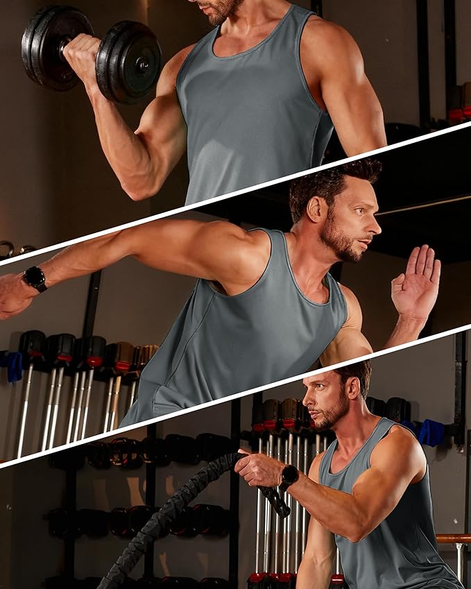 Boladeci Men's Tank Top Workout Athletic Quick Dry UPF 50+ Sun Protection Lightweight Summer Beach Gym Sleeveless Shirts