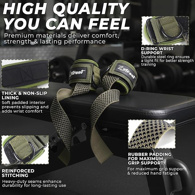 Weight Lifting Straps with Cuffed D Ring,Heavy Duty Thyick Comfortable Lifting Straps, Secure Fit, Enhanced Grip, Straps for Weightlifting & Gym Training