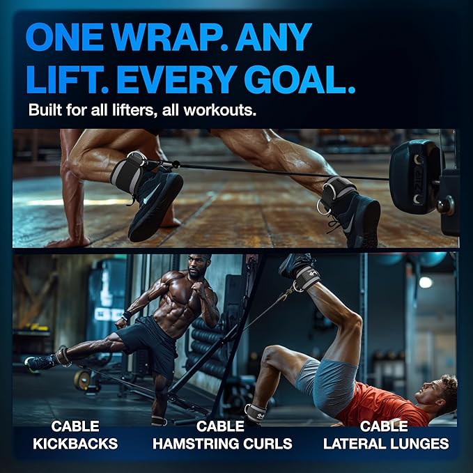 Modvel Gym Ankle Strap for Cable Machines – Glute & Leg Kickback Ankle Straps for Gym Workouts – Adjustable, Padded Support for Strength Training, Weightlifting, Rehab – Men & Women