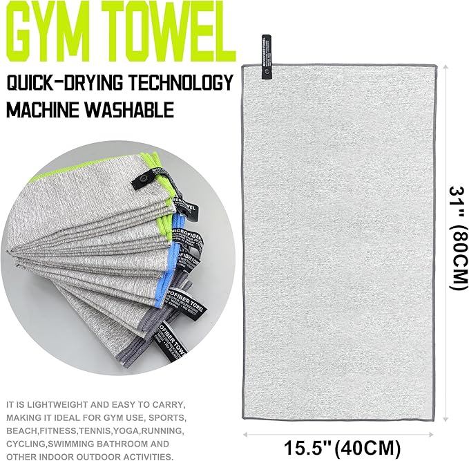 6 Pack Microfiber Gym Towels for Working Out，Fast Drying Workout Accessories Sweat for Gym Gear for Men & Women,Sports Exercise Fitness Gear Tennis Towels for Body Hot Yoga