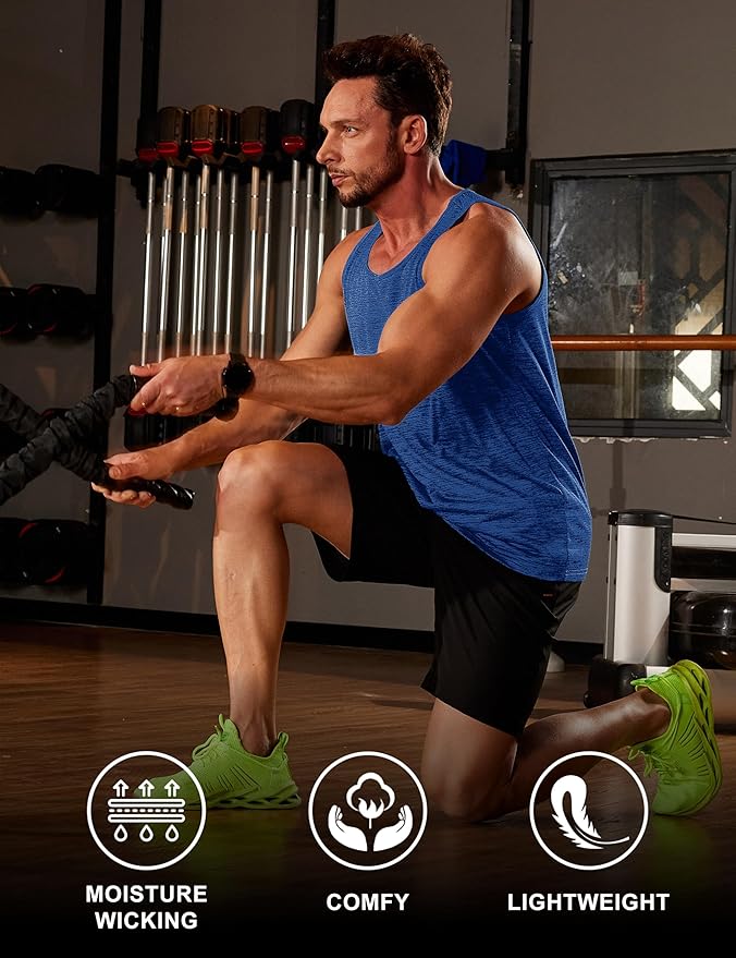 MAGCOMSEN Mens Workout Tank Tops Undershirt Cotton Muscle Athletic Sleeveless Shirts for Gym