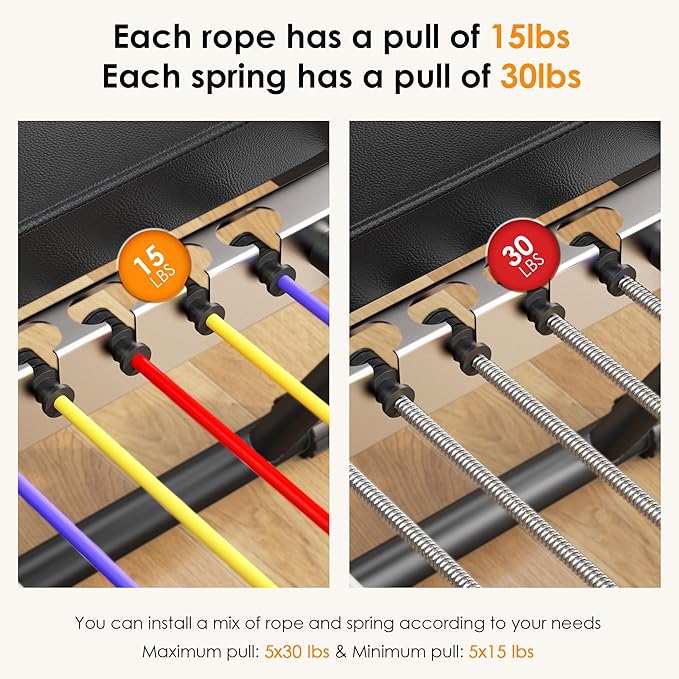 SogesPower Pilates Reformer Machine for Home Gym Workout, Foldable Pilates Equipment with High Strength Alloy Springs for Beginners, Up to 400lbs