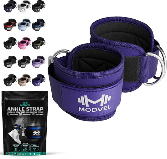 Modvel Gym Ankle Strap for Cable Machines – Glute & Leg Kickback Ankle Straps for Gym Workouts – Adjustable, Padded Support for Strength Training, Weightlifting, Rehab – Men & Women