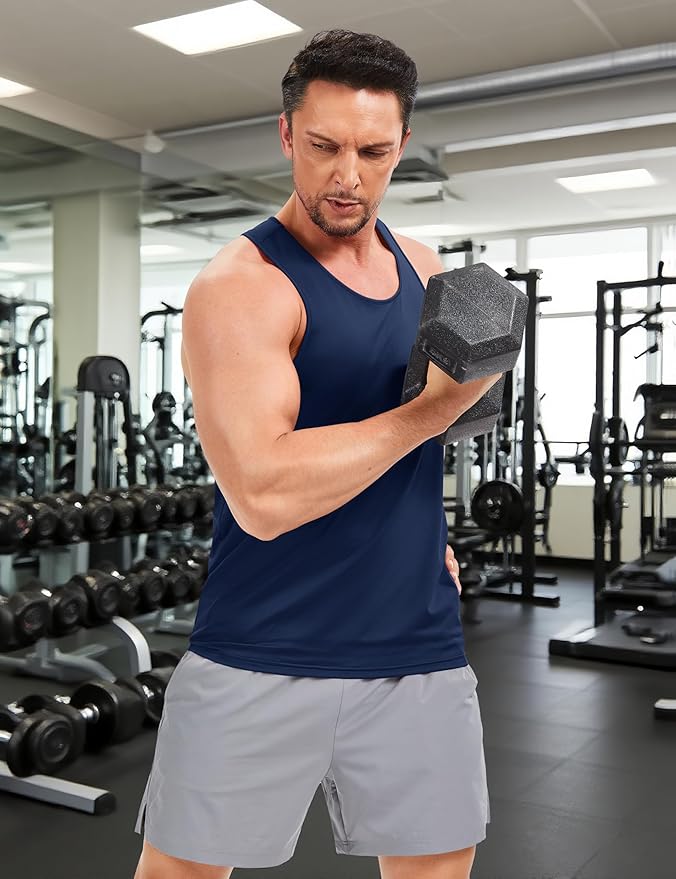 TACVASEN Mens Workout Tank Top UPF 80+ Y-Back Muscle Shirts Quick Dry Sleeveless Tee Shirt for Swim Beach Gym Athletic