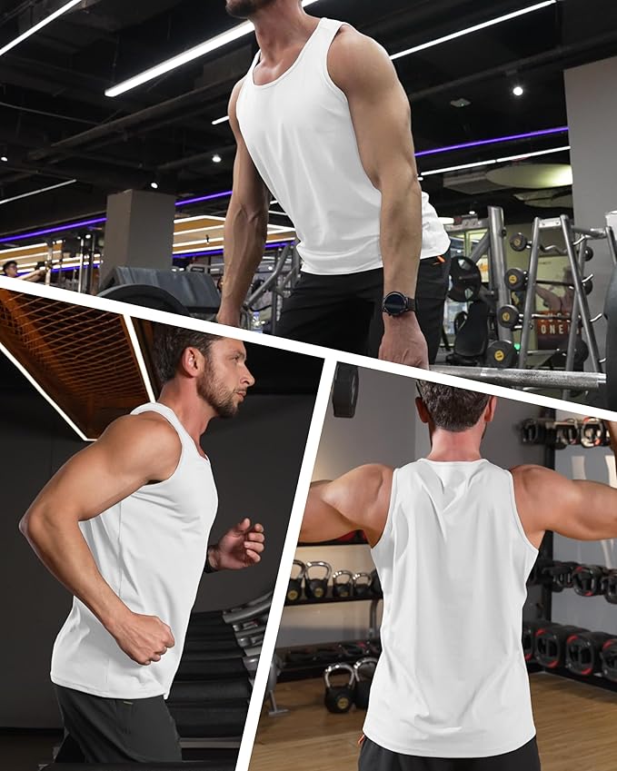MAGCOMSEN Men's UPF 50+ Tank Top Quick Dry Summer Workout Muscle Sleeveless Shirts for Swim Beach Bodybuilding