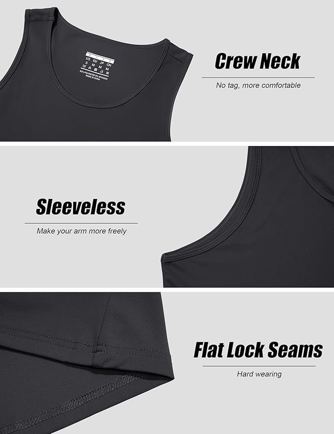 KEFITEVD Men's Workout Tank Tops Sleeveless Quick Dry UPF 80+ Summer Sun Shirts for Running Swim Gym Beach