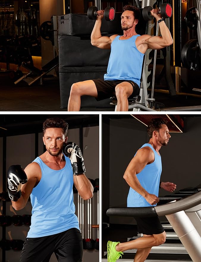 MAGCOMSEN Men's UPF 50+ Tank Top Gym Workout Sleeveless Muscle Shirts Sun Protection Cut Off Shirts Summer Sleeveless T Shirt