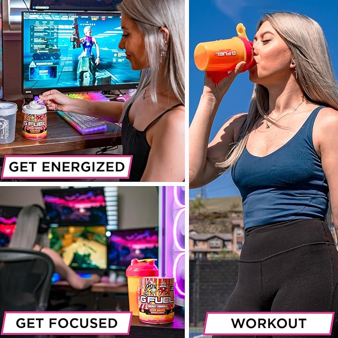 G Fuel Ghost Face Energy Drink Powder, Pre Workout Caffeine Mix for Gaming, Sugar Free Focus Amino, Vitamin + Antioxidants, 9.9oz (Cherry Green Apple, 40 Servings)