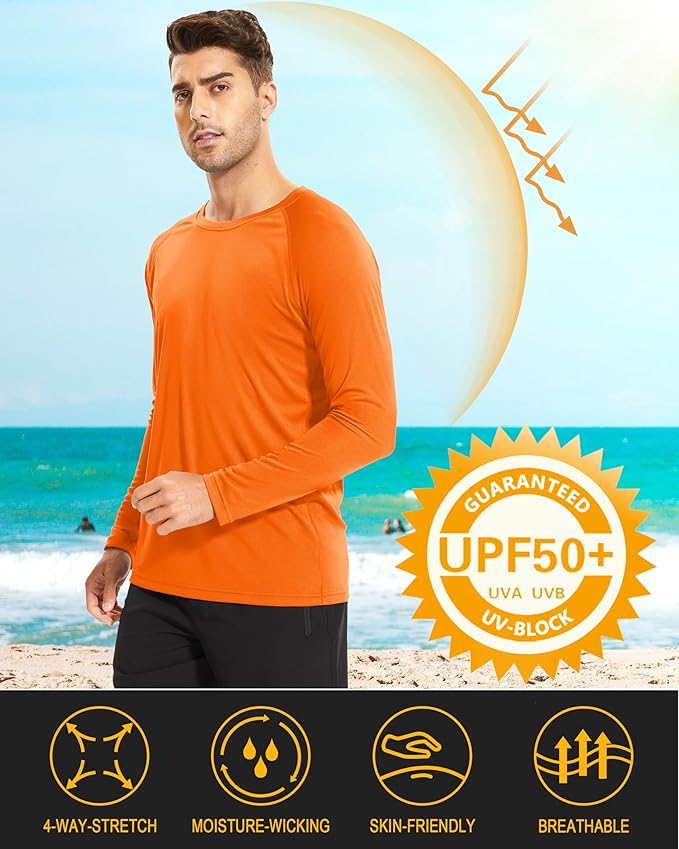 MAGCOMSEN Men's Long Sleeve Shirts UPF 50+ UV Sun Protection Athletic Shirts for Hiking Running Workout Rash Guard