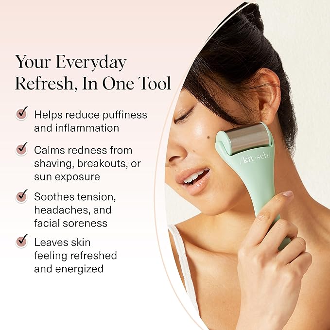 Kitsch Ice Roller for Face – Stainless Steel Face Ice Roller to Reduce Puffiness, Redness & Headaches – Cooling Facial Roller for Skin Care, Irritation Relief & Spa-Like Experience at Home - Mint