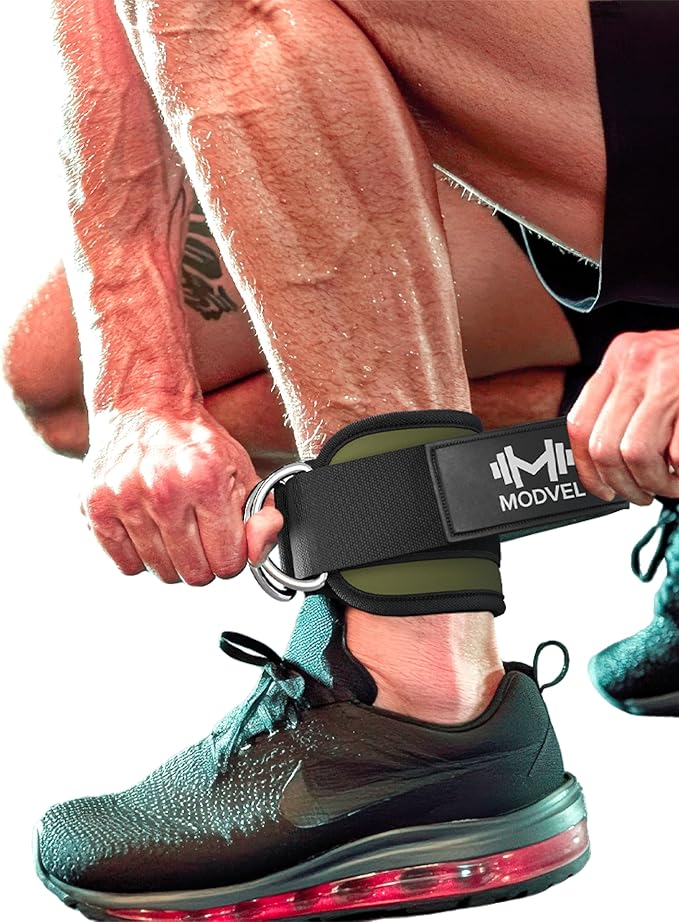 Modvel Gym Ankle Strap for Cable Machines – Glute & Leg Kickback Ankle Straps for Gym Workouts – Adjustable, Padded Support for Strength Training, Weightlifting, Rehab – Men & Women