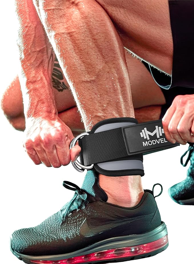 Modvel Gym Ankle Strap for Cable Machines – Glute & Leg Kickback Ankle Straps for Gym Workouts – Adjustable, Padded Support for Strength Training, Weightlifting, Rehab – Men & Women