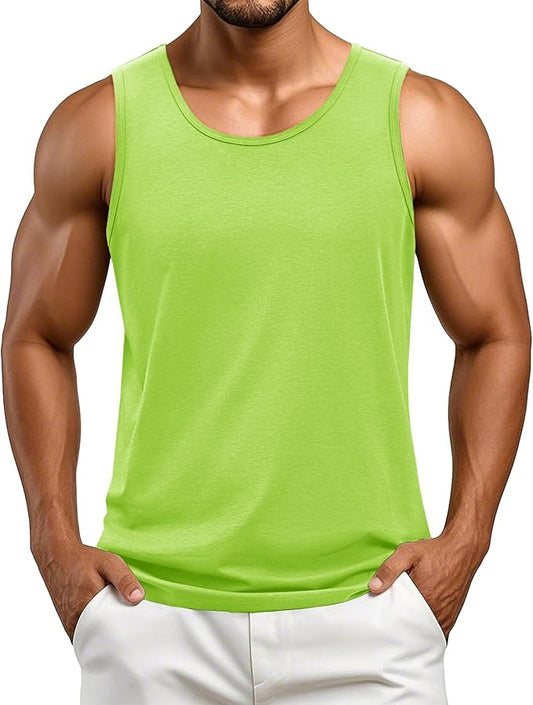 Cotrasen Men's Tank Top UPF 50+ Sleeveless Shirt Cotton Moisture Wicking Casual Gym Workout Shirts Cooling Muscle Tee Shirt